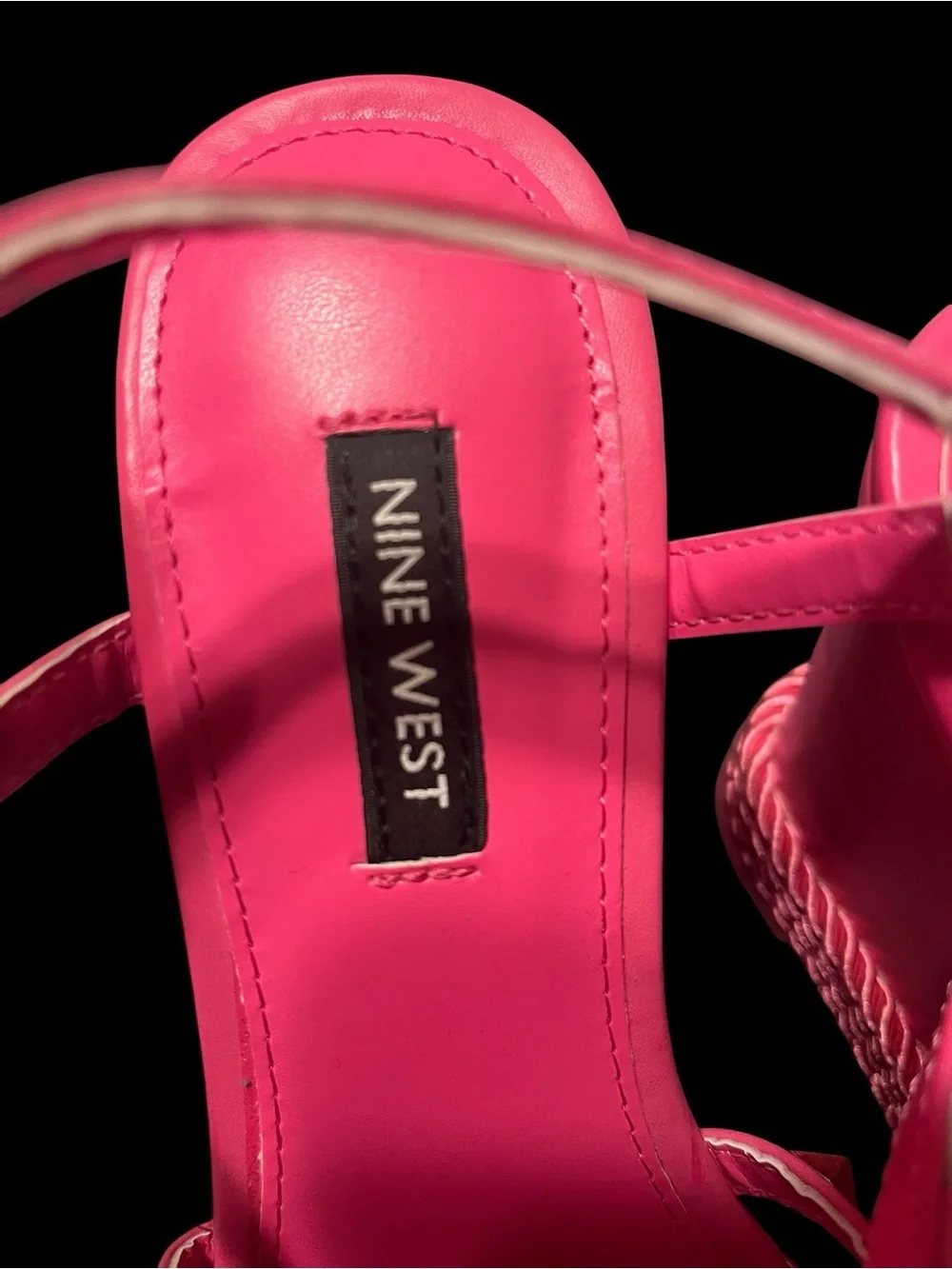 Nine West Hart 3 Hot Pink Studded Wedge Sandals Size 7.5